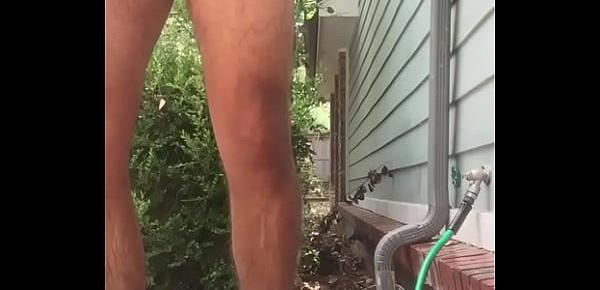  shaved hot cock teen outside shower naked spy